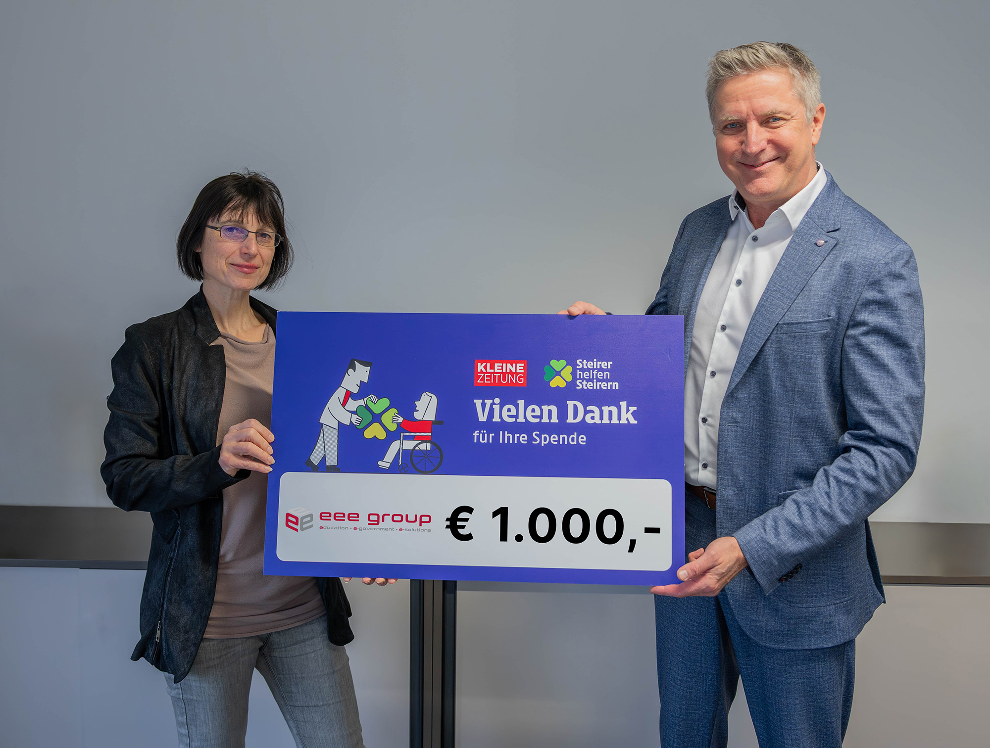 Spende der eee group an „Steirer helfen Steirern“ Weihnachtsspende der eee group an "Steirer helfen Steirern"